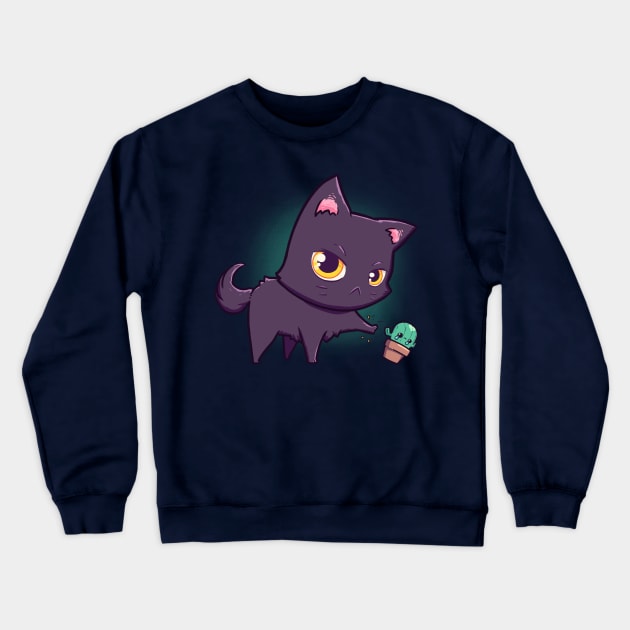 Cat Hates Spiky Plants Crewneck Sweatshirt by Susto